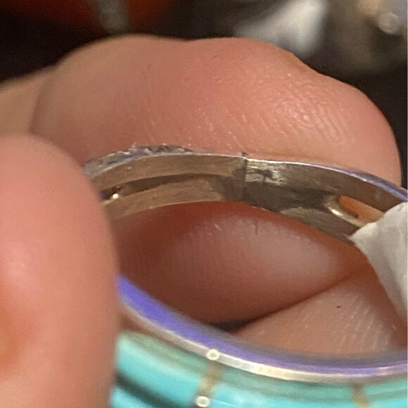Ring Size 7.5 Turquoise Sterling Silver 925 Women Semi-Precious Stone - Picture 9 of 10